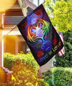 Love Is Love. Couple Dragon LGBT Pride Flag