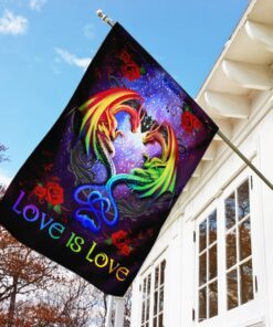 love is love. couple dragon lgbt pride flag 7937