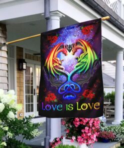 love is love. couple dragon lgbt pride flag 8778