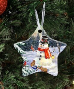 lovely snowman ceramic ornament 3128