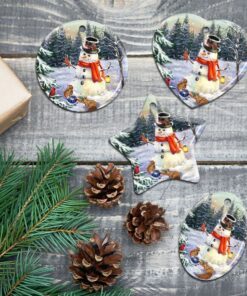 lovely snowman ceramic ornament 7739