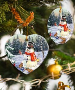 lovely snowman ceramic ornament 8419