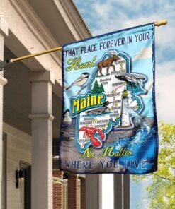 Maine - That Place Forever In Your Heart No Matter Where You Live Flag