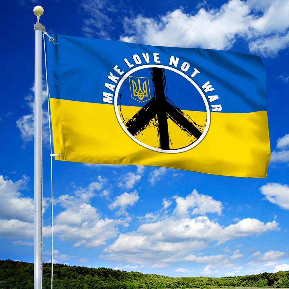 Make Love, Not War. Peace Sign Ukraine Grommet Flag THN3779GFv1 - Image 2