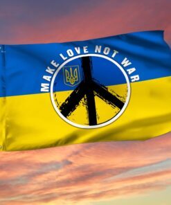 Make Love, Not War. Peace Sign Ukraine Grommet Flag THN3779GFv1