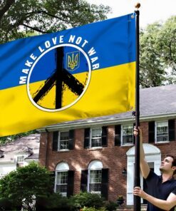 make love, not war. peace sign ukraine grommet flag thn3779gfv1 4118