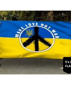 make love, not war. peace sign ukraine grommet flag thn3779gfv1 4475