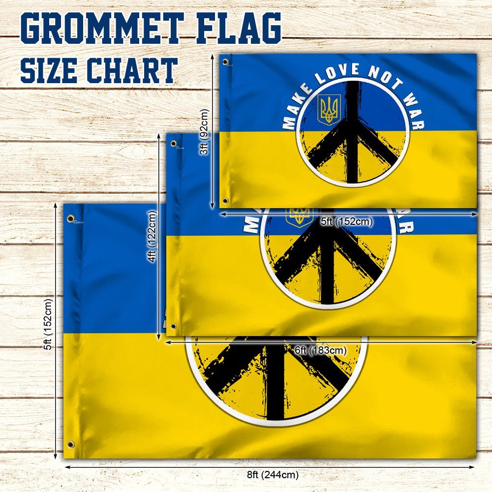 Make Love, Not War. Peace Sign Ukraine Grommet Flag THN3779GFv1 - Image 6