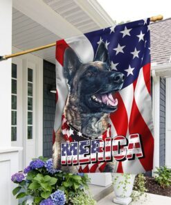 Malinois Flag Merica Patriotic Dog BNN190Fv1