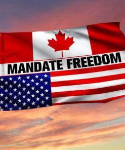 Mandate Freedom Grommet Flag, Freedom Convoy 2022, Truckers For Freedom, Canadian Truckers, Canadian American Flag QNN702GFv3