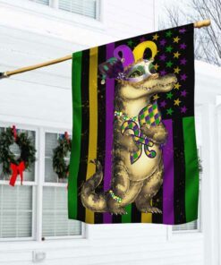 Mardi Gras Funny Aligator Flag BNN743F