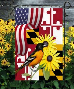 Maryland Black-eyed Susan Flower and Baltimore Oriole Bird Flag MLN1141Fv2