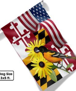 maryland black eyed susan flower and baltimore oriole bird two sided flag mln1258fv2 3719