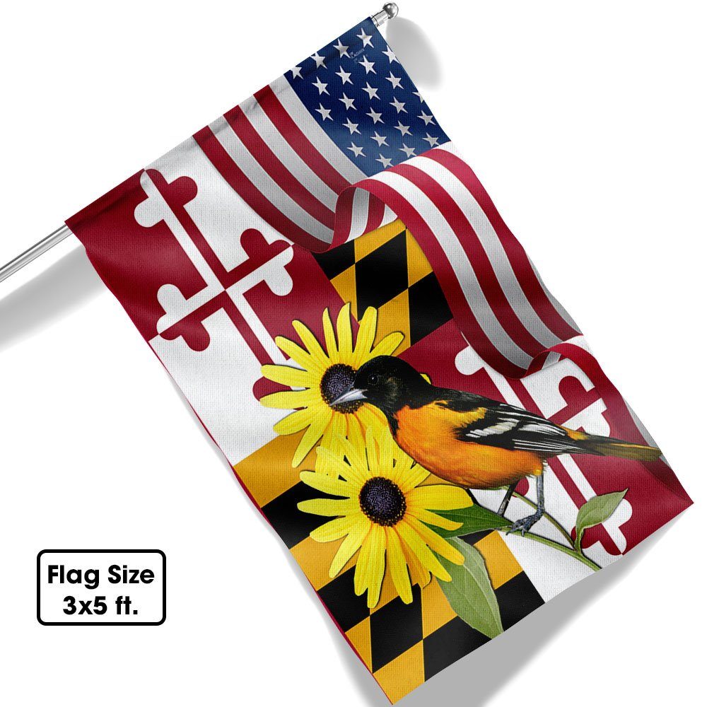 Maryland Black-eyed Susan Flower and Baltimore Oriole Bird Two-Sided Flag MLN1258Fv2 - Image 6