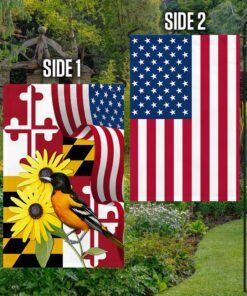 Maryland Black-eyed Susan Flower and Baltimore Oriole Bird Two-Sided Flag MLN1258Fv2