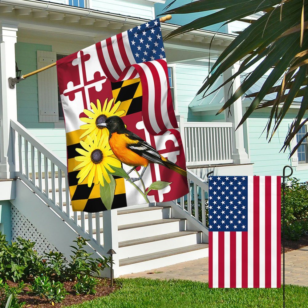 Maryland Black-eyed Susan Flower and Baltimore Oriole Bird Two-Sided Flag MLN1258Fv2 - Image 4