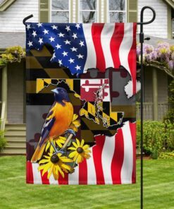 Maryland Flag Baltimore Oriole And Black-eyed Susan, Maryland US Flag TPT766F