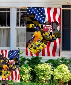 maryland flag baltimore oriole and black eyed susan, maryland us flag tpt766f 5366