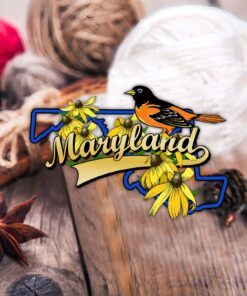 maryland map christmas ornament black eyed susan bird oriole ornament tqn533ov4 5271