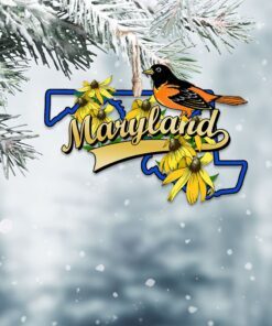 maryland map christmas ornament black eyed susan bird oriole ornament tqn533ov4 6145