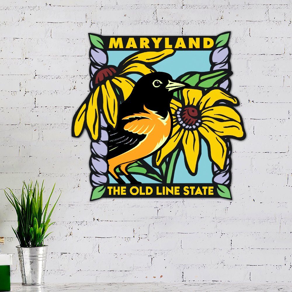 Maryland Metal Sign Baltimore Oriole And Black-eyed Susan BNN443MS - Image 2