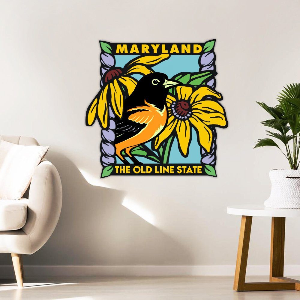 Maryland Metal Sign Baltimore Oriole And Black-eyed Susan BNN443MS - Image 3