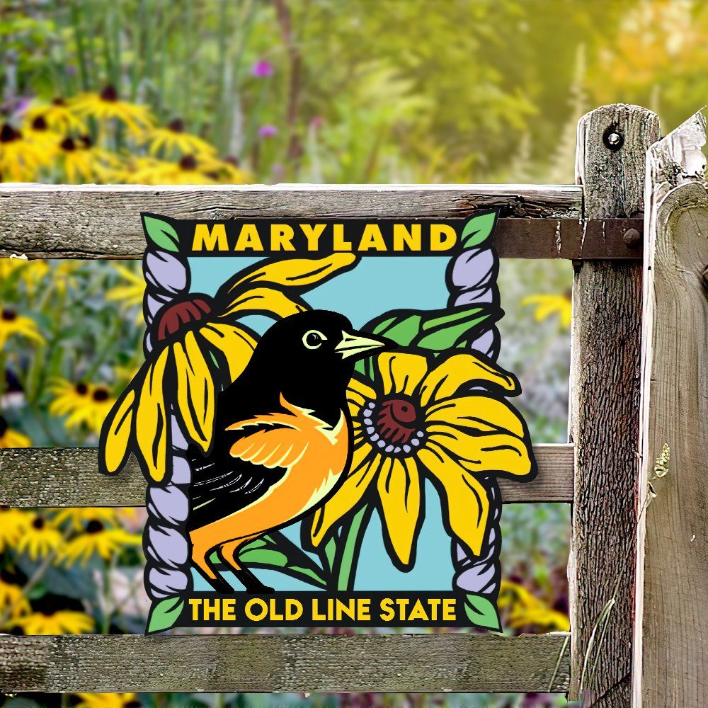 Maryland Metal Sign Baltimore Oriole And Black-eyed Susan BNN443MS