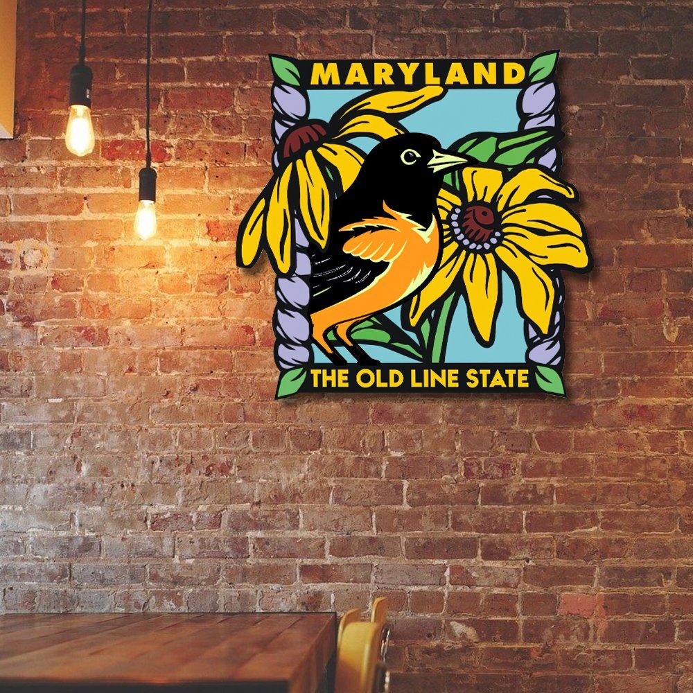 Maryland Metal Sign Baltimore Oriole And Black-eyed Susan BNN443MS - Image 4