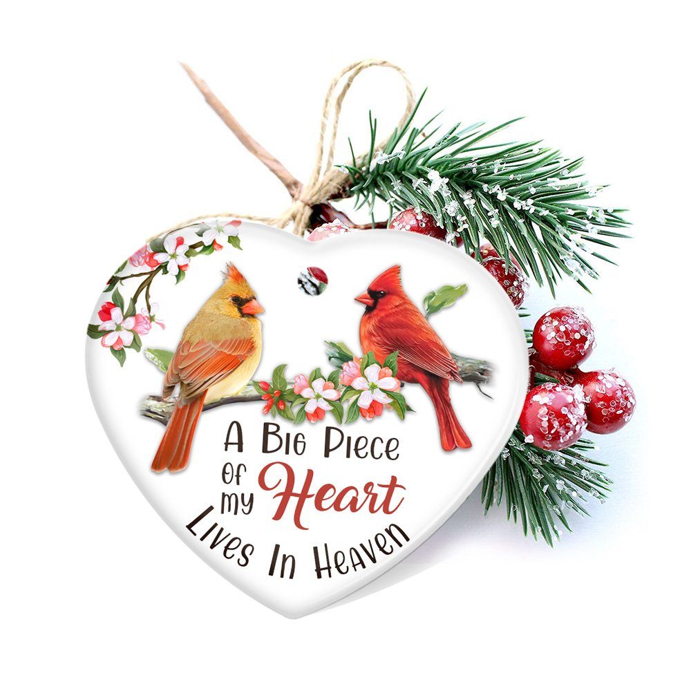 Memorial Cardinal Ornament,  A Big Piece Of My Heart Lives In Heaven, Sympathy Gift, Christmas Tree Ornament, Ceramic Ornament MLN567O - Image 5