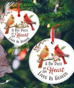 Memorial Cardinal Ornament,  A Big Piece Of My Heart Lives In Heaven, Sympathy Gift, Christmas Tree Ornament, Ceramic Ornament MLN567O