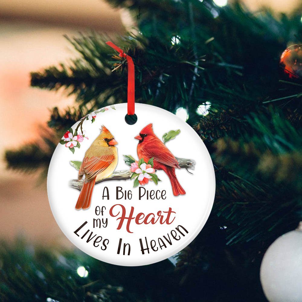 Memorial Cardinal Ornament,  A Big Piece Of My Heart Lives In Heaven, Sympathy Gift, Christmas Tree Ornament, Ceramic Ornament MLN567O - Image 2
