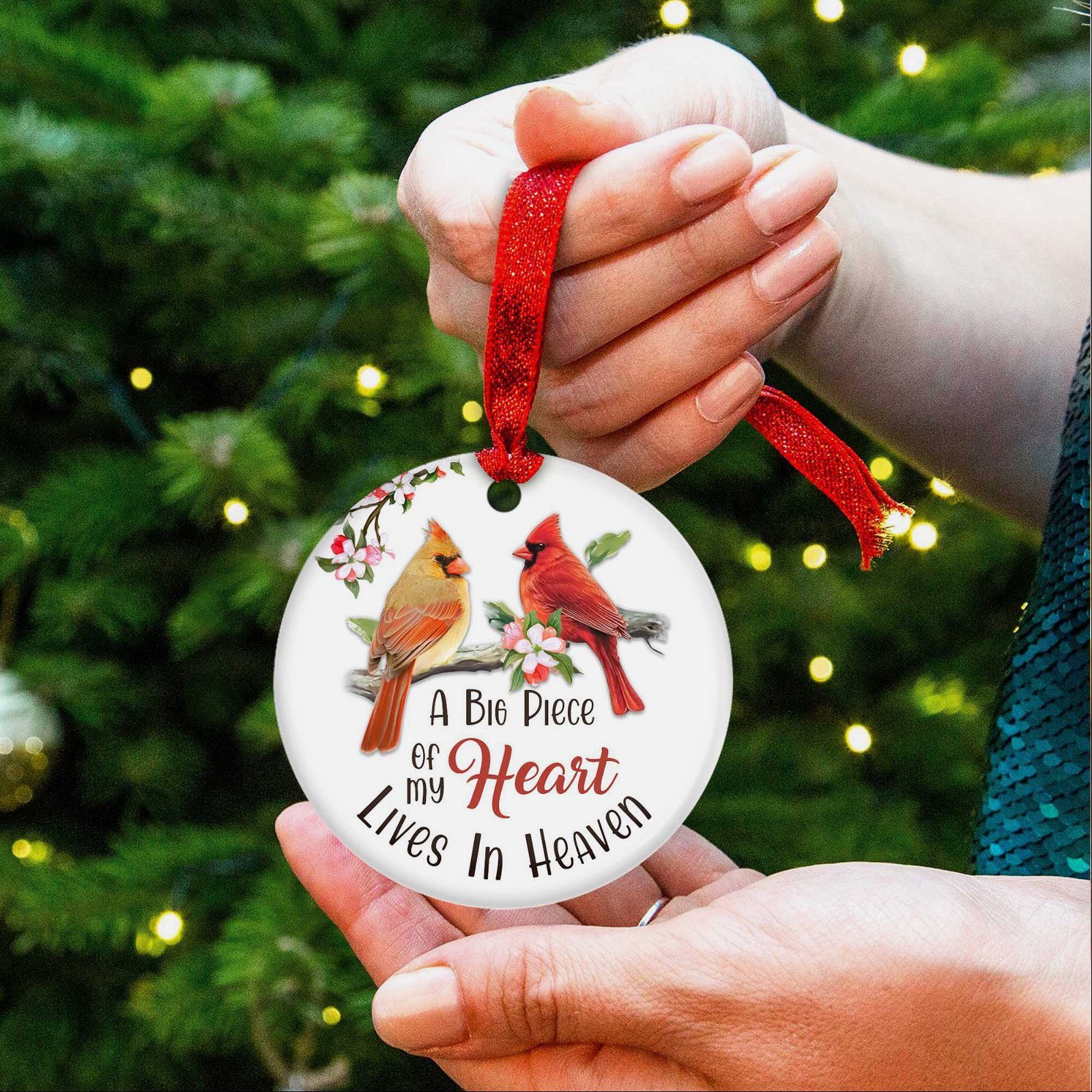 Memorial Cardinal Ornament,  A Big Piece Of My Heart Lives In Heaven, Sympathy Gift, Christmas Tree Ornament, Ceramic Ornament MLN567O - Image 6