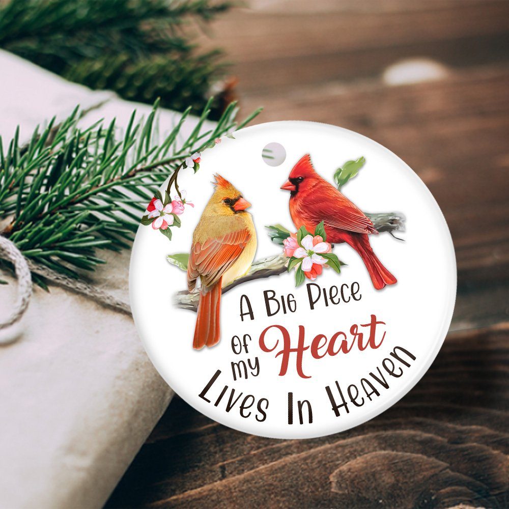 Memorial Cardinal Ornament,  A Big Piece Of My Heart Lives In Heaven, Sympathy Gift, Christmas Tree Ornament, Ceramic Ornament MLN567O - Image 4