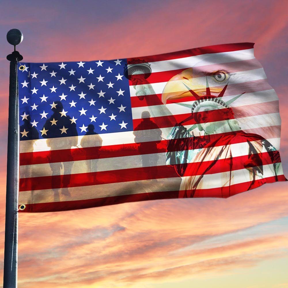 Memorial Day. American Eagle Freedom Independence Day Flag THH3379GFv1