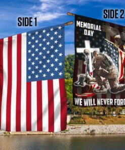 Memorial Day. Remember and Honor Veteran American Eagle Two-Sided Flag TPT776Fv1