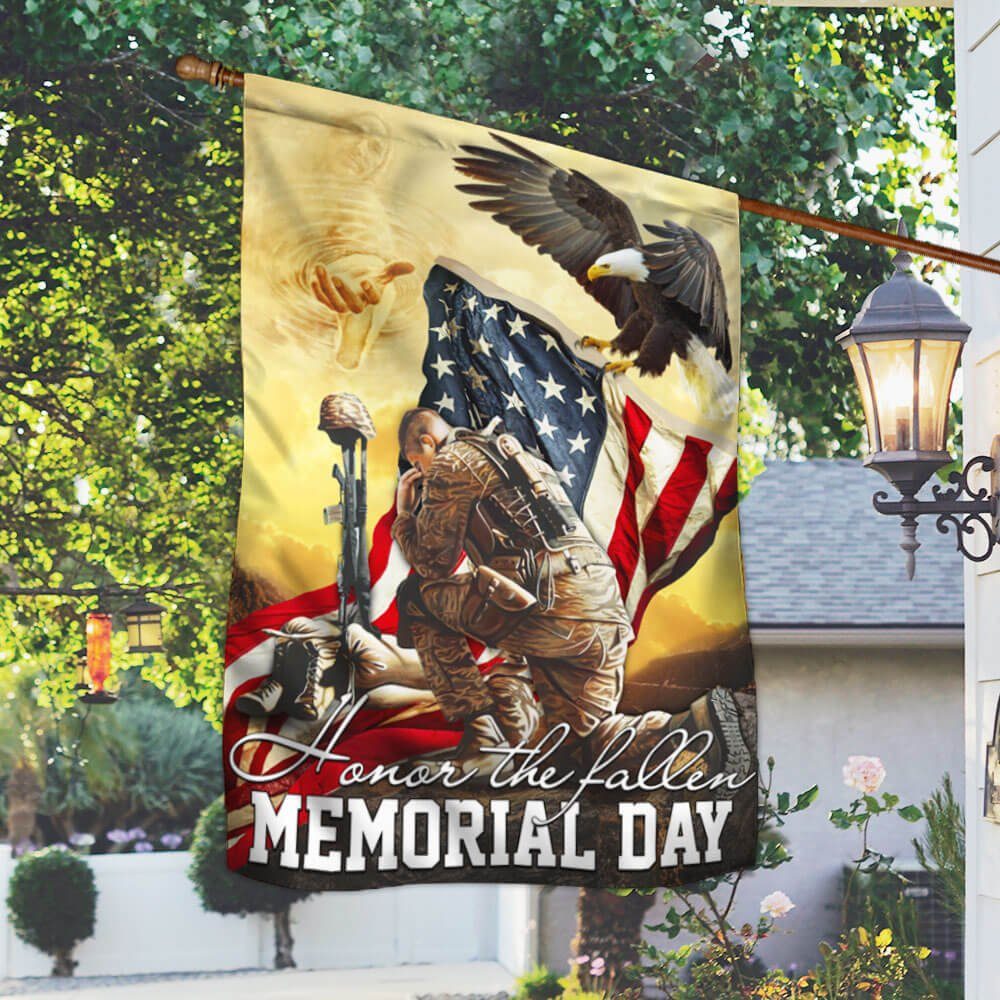 Memorial Day. Remember and Honor Veteran American Eagle Two-Sided Flag TPT787F - Image 3
