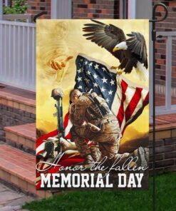 memorial day. remember and honor veteran american eagle two sided flag tpt787f 5403