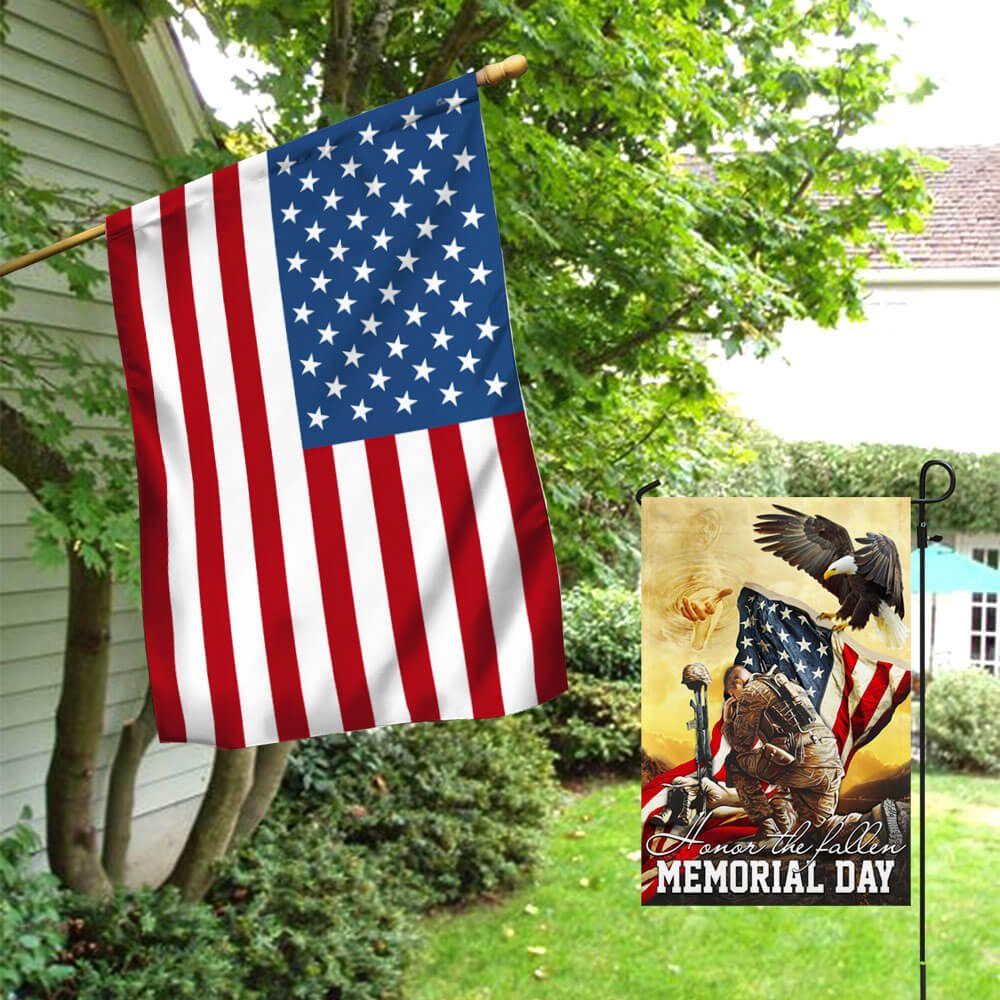 Memorial Day. Remember and Honor Veteran American Eagle Two-Sided Flag TPT787F - Image 7