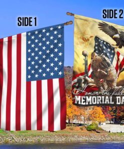 Memorial Day. Remember and Honor Veteran American Eagle Two-Sided Flag TPT787F