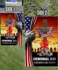 memorial day flag remember and honor god bless our troops christian cross american flag mln134f 2038