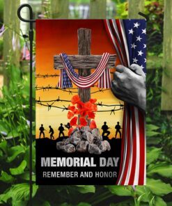 memorial day flag remember and honor god bless our troops christian cross american flag mln134f 3794