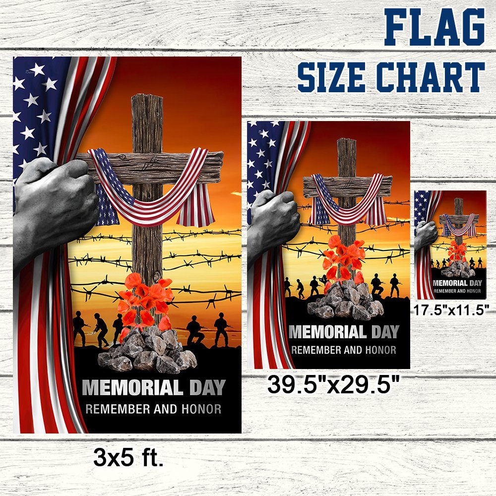 Memorial Day Flag Remember And Honor God Bless Our Troops Christian Cross American Flag MLN134F - Image 7