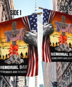 memorial day flag remember and honor god bless our troops christian cross american flag mln134f 7873