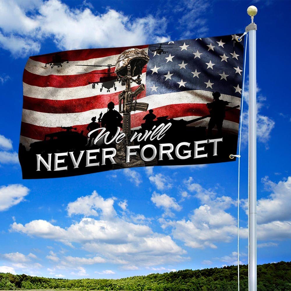 Memorial Day Flag We Will Never Forget American Veteran Flag QTR123GF - Image 2