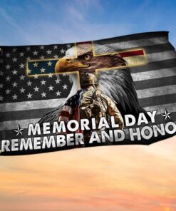 Memorial Day Remember and Honor Veteran American Eagle Grommet Flag TPT725GF
