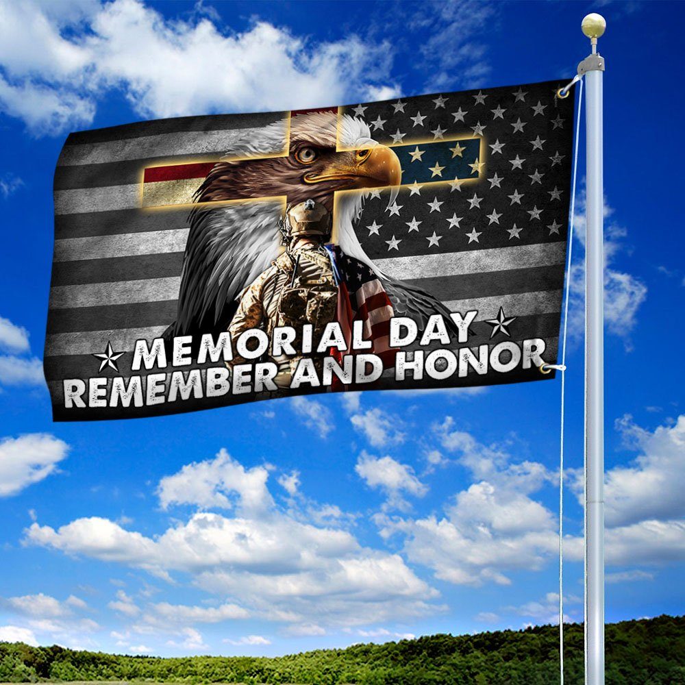 Memorial Day Remember and Honor Veteran American Eagle Grommet Flag TPT725GF - Image 2