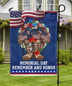 Memorial Day Veteran Boots American Wreath Remember and Honor Flag MLN1264F