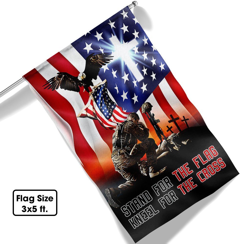 Memorial Day Veteran Stand For The Flag Kneel For The Cross Flag MLN1176F - Image 7