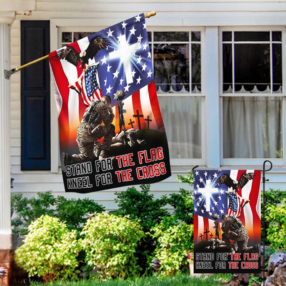 Memorial Day Veteran Stand For The Flag Kneel For The Cross Flag MLN1176F - Image 6
