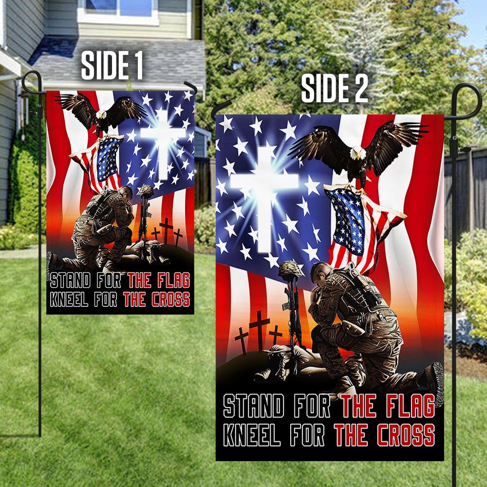Memorial Day Veteran Stand For The Flag Kneel For The Cross Flag MLN1176F - Image 4
